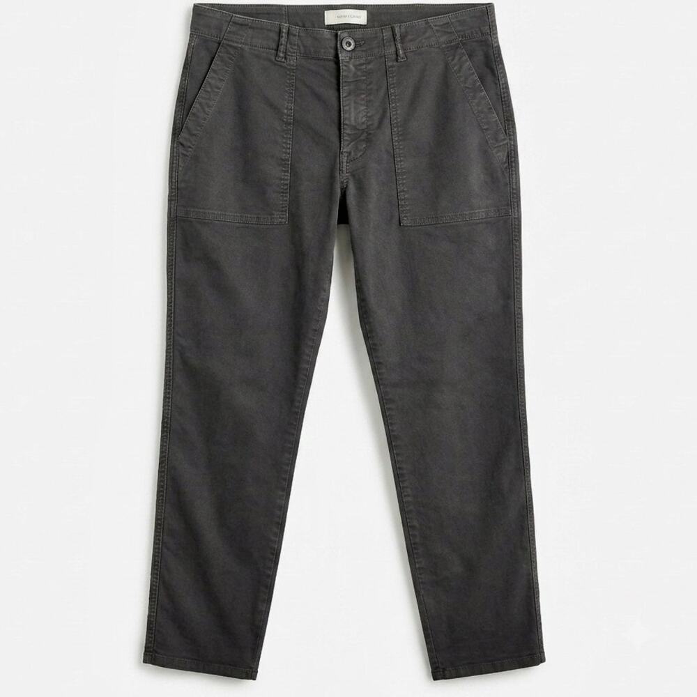 Nili Lotan Carbon Black Utility Pants Size 6 Washed Cropped Cotton Twill